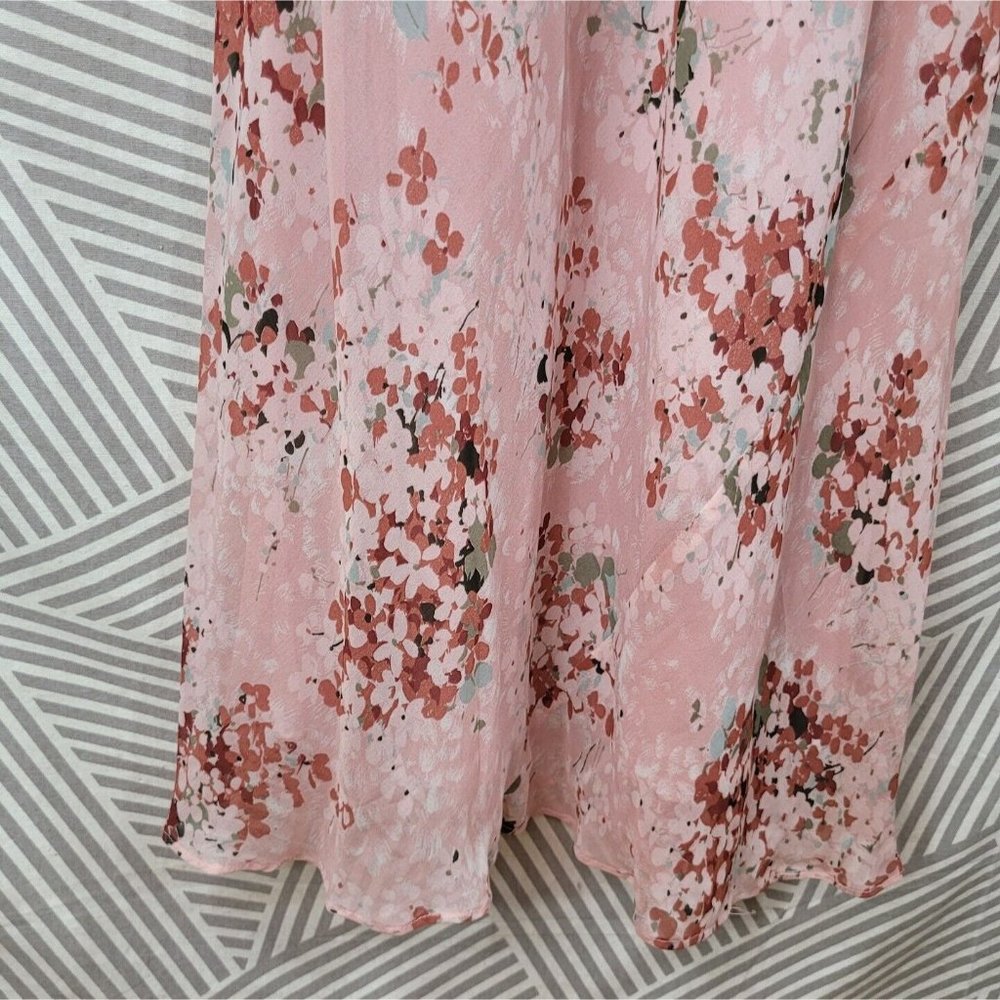 Vintage 90s size 8 Layered slip Dress Event Silk Chiffon Beaded Floral Maxi Long - Picture 4 of 7